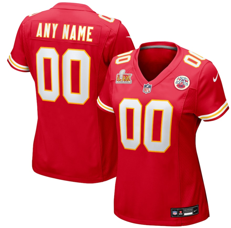 Women Kansas City Chiefs Nike Red Super Bowl LIX Custom Game NFL Jersey